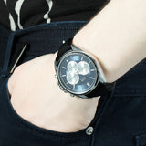Hugo Boss Driver Chronograph Blue Dial Black Leather Strap Watch for Men - 1512882