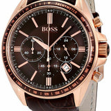 Hugo Boss Driver Chronograph Black Dial Black Leather Strap Watch for Men - 1513092