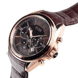 Hugo Boss Driver Chronograph Black Dial Black Leather Strap Watch for Men - 1513092