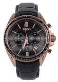 Hugo Boss Driver Chronograph Black Dial Black Leather Strap Watch for Men - 1513092
