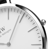 Daniel Wellington Classic Reading White Dial Black Leather Strap Watch For Women - DW00100058