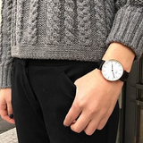 Daniel Wellington Classic Sheffield White Dial Black Leather Strap Watch for Women - DW00100036