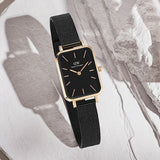 Daniel Wellington Quadro Ashfield Black Dial Black Mesh Strap Watch For Women - DW00100433