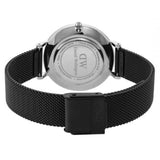 Daniel Wellington Petite Ashfield Black Dial Black Mesh Strap Watch For Women - DW00100202