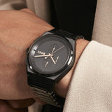 Hugo Boss Steer Chronorgaph Black Dial Black Steel Strap Watch For Men - 1514068