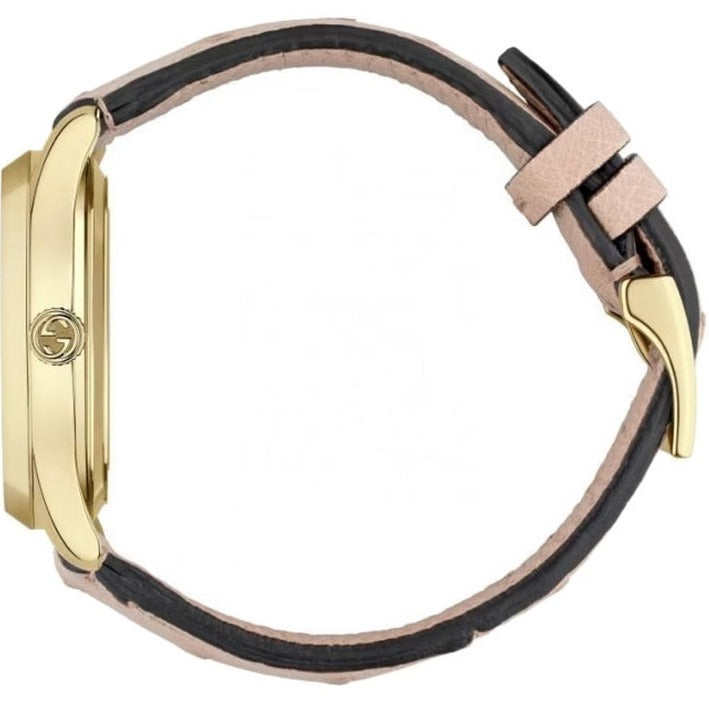 Gucci G Timeless Skeleton 16K Gold Mother of Pearl Dial Pink Leather Strap Watch For Women - YA1264110