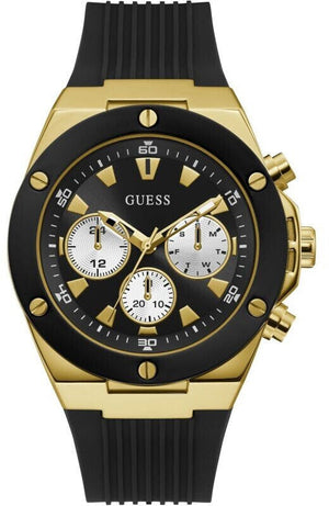 Guess Poseidon Chronograph Black Dial Black Rubber Strap Watch for Men - GW0057G1
