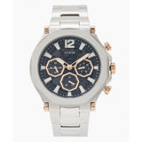 Guess Edge Chronograph Black Dial Silver Steel Strap Watch For Men - GW0539G1