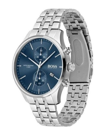 Hugo Boss Jet Chronograph Blue Dial Silver Steel Strap Watch for Men - 1513384