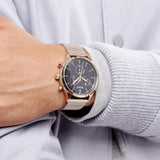 Hugo Boss Companion Chronograph Black Dial Rose Gold Mesh Strap Watch For Men - 1513548
