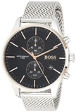 Hugo Boss Associate Chronograph Black Dial Silver Mesh Bracelet Watch for Men - 1513805