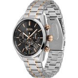 Hugo Boss Grand Prix Chronograph Black Dial Two Tone Steel Strap Watch for Men - 1513473