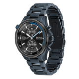 Hugo Boss Globetrotter Chronograph Black Dial Blue Steel Strap Watch for Men - 1513824