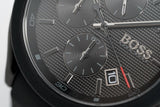 Hugo Boss Velocity Chronograph Black Dial Black Rubber Strap Watch for Men - 1513720