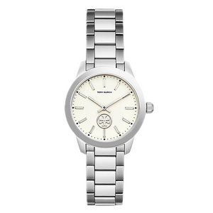 Tory Burch Collins White Dial Silver Steel Strap Watch for Women - TBW1301