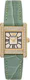 Emporio Armani Classic White Dial Green Leather Strap Watch for Women - AR11661