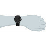Hugo Boss Aeroliner Chronograph Black Dial Black Leather Strap Watch for Men - 1512567