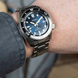 Seiko Prospex Marinemaster Automatic Scuba Divers Blue Dial Silver Steel Strap Watch for Men - SPB187J1