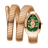 Just Cavalli Glam Evo 5 Green Dial Rose Gold Steel Strap Watch for Women - JC1L228M0055