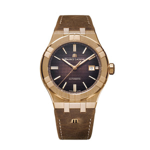 Maurice Lacroix Aikon Automatic Brown Dial Brown Leather Strap Watch For Men - AI6008-BRZ01-730-3