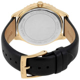 Michael Kors Layton Three Hand Mother of Pearl Black Dial Black Leather Strap Watch For Women - MK2911