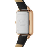 Daniel Wellington Quadro White Dial Black Leather Strap Watch For Women - DW00100434