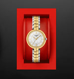 Tissot Flamingo Mother of Pearl White Dial Two Tone Steel Strap Watch For Women - T094.210.22.111.01