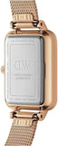 Daniel Wellington Quadro Melrose Green Dial Rose Gold Mesh Strap Watch For Women - DW00100437