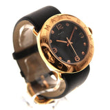 Marc Jacobs Amy Black Dial Black Leather Strap Watch for Women - MBM1225