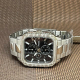 Fossil Inscription Multifunction Black Dial Silver Steel Strap Watch for Men - BQ2655