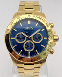 Hugo Boss Ikon Chronograph Blue Dial Gold Steel Strap Watch for Men - 1513340