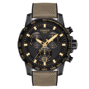 Tissot Supersport Chrono Black Dial Beige Nylon Strap Watch For Men - T125.617.37.051.01