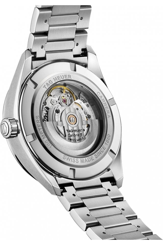 Tag Heuer Carrera Day Date Automatic Black Dial Silver Steel Strap Watch for Men - WBN2010.BA0640