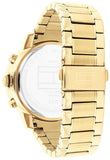 Tommy Hilfiger Troy Chronograph Black Dial Gold Steel Strap Watch For Men - 1792109
