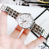 Tissot Chemin Des Tourelles Powermatic 80 Rubies Mother of Pearl Dial Silver Steel Strap Watch For Women - T099.207.11.113.00