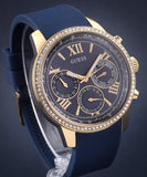 Guess Sunrise Blue Dial with Diamonds Blue Rubber Strap Watch For Women - W0616L2