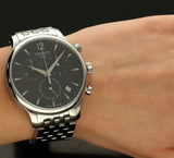 Tissot T Classic Tradition Chronograph Black Dial Silver Steel Strap Watch For Men - T063.617.11.067.00